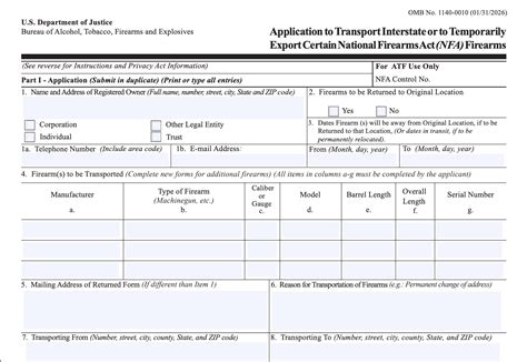 moving sbr across state lines|ATF Form 20 – 5320.20 Application to Transport NFA。